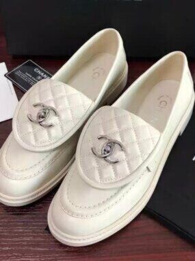 Chanel white loafers